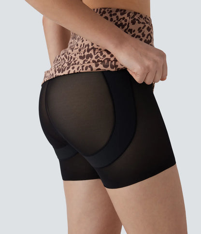 SoCinched High Waisted Tummy Control Butt Lifting Split Midi Leopard Print Casual Shapewear Skirt