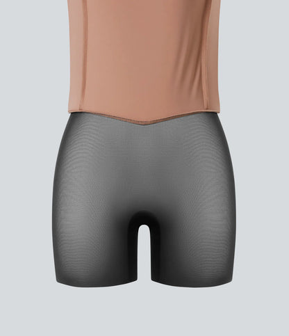 SoCinched High Waisted Tummy Control Butt Lifting Split Midi Leopard Print Casual Shapewear Skirt