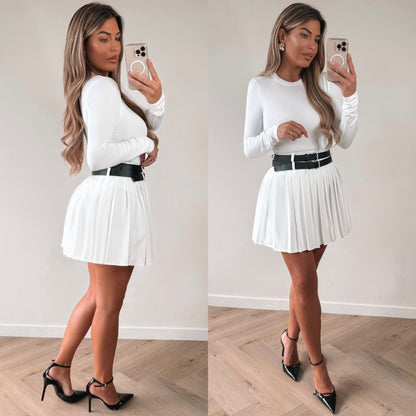 DOUBLE BELTED SKIRT – white
